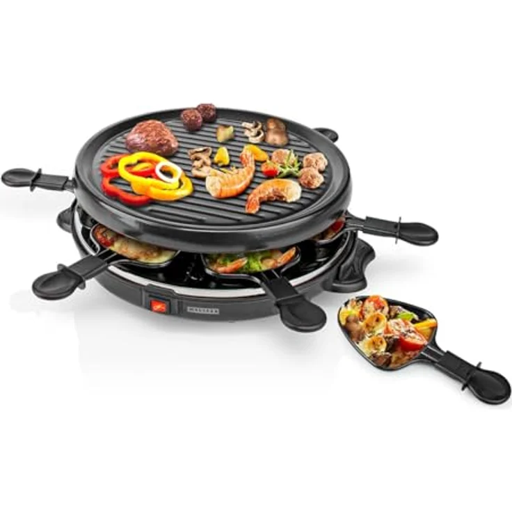Melissa 16300032 Raclette Schwarz, 800 Watt Gourmet-Set für bis zu 6 Personen mit abnehmbarer Grillplatte 29 cm – Bild 7