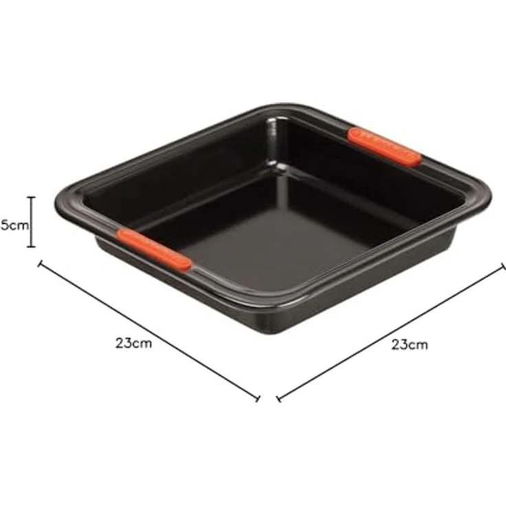 Le Creuset Antihaft Backform, Quadratisch, 23 x 23 x 5 cm, PFOA-frei, Sauerteigbeständig, Aus Karbonstahl gefertigt, Anthrazit-Orange – Bild 4