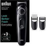 Braun Barttrimmer BT3410, Trimmer/Haarschneider Herren, Haarschneidemaschine mit ultrascharfer Klinge, 40 Längeneinstellungen, wiederaufladbar mit 50 Min. kabelloser Laufzeit, Geschenk Mann