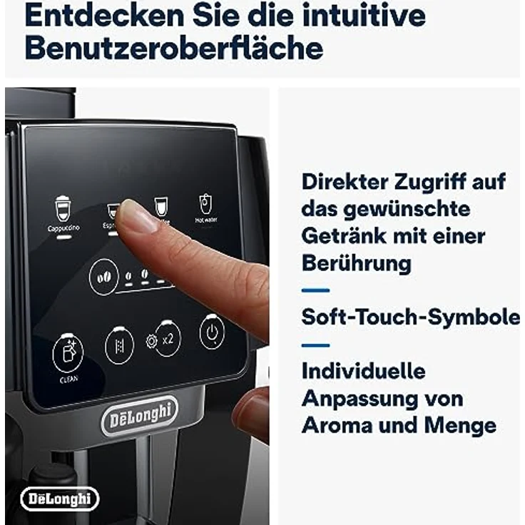 De'Longhi Magnifica Start ECAM222.60.BG, Kaffeevollautomat mit LatteCrema-Milchsystem für Automatischen Cappuccino, 4-Direktwahl-Tasten, Soft-Touch-Bedienfeld, x2-Funktion, 1450W, Schwarz/Grau – Bild 5