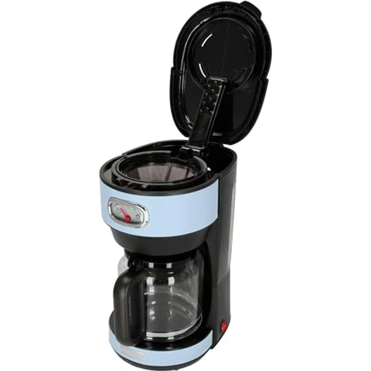 Westinghouse Kaffeemaschine Retro-Design, Filterkaffeemaschine für bis zu 10 Tassen, Permanentfilter, Glaskanne, Tropfschutzsystem, Warmhaltefunktion, Brühvorgang-Anzeige, Abschaltautomatik, hellblau - Preisvergleich – Bild 2
