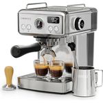 HIBREW H10A Programmierbare Espressomaschine, 19-Bar-Extraktionsdruck, gebürsteter Edelstahl, einstellbare Temperatur und Tassenvolumen, Dampfrohr für Milchaufschäumer