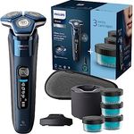 Philips Shaver Series 7000 – Elektrischer Nass- und Trockenrasierer für Herren mit ausklappbarem Trimmer, Reinigungsstation, 4 x Reinigungskartuschen, Ladestation & Reiseetui (Modell S7885/63)