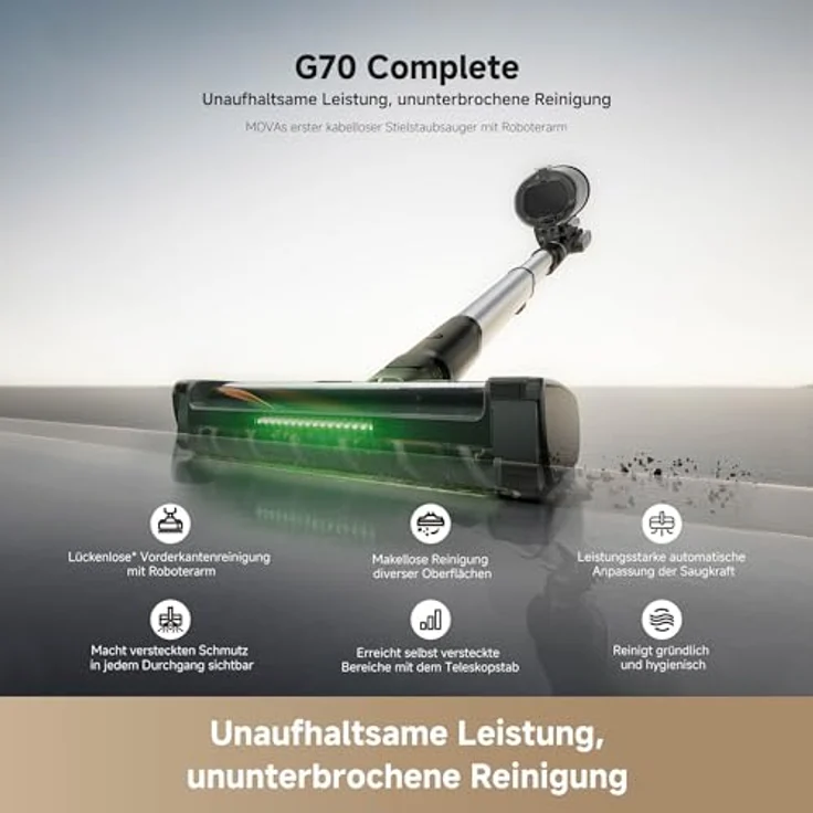 MOVA G70 Complete, Akkubetriebener Stielsauger mit 700 Watt, innovative Reinigungstechnologie und hygienische Entleerung – Bild 3