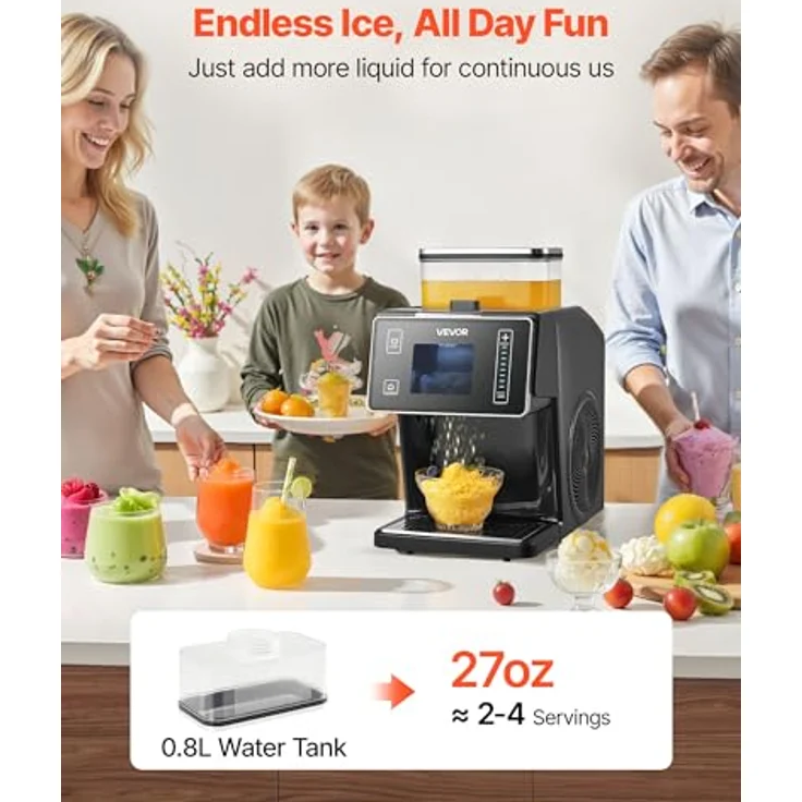 VEVOR Schneeflocken-Eismaschine, 20 kg/Tag, Eis-Rasiermaschine mit Edelstahlklinge, 0,8 L Tank, 90-s-Schnellkühlung, für Zuhause und kleine Veranstaltungen – Bild 4