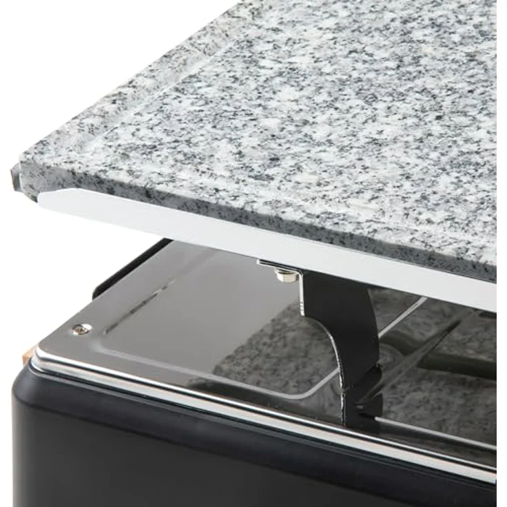 DOMO DO9262G Steingrill/Raclette-Grill, Holzdesign, 1400 W für 8 Personen, inklusive Raclettepfännchen und Holzspatel – Bild 4