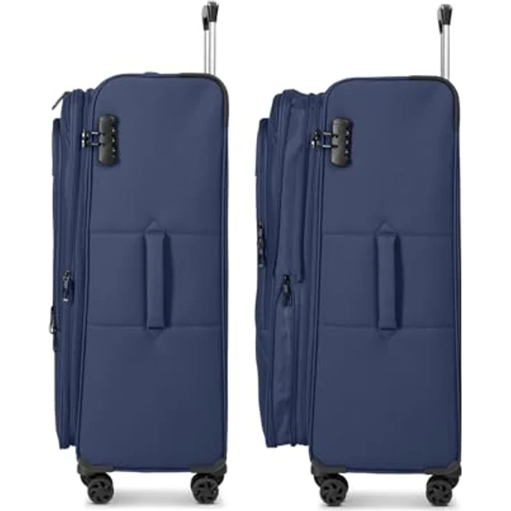 Franky Melbourne 3.0 Koffer L | Trolley Weichgepäck mit 4 Rollen, Hemdenfach, arretierbarer Griff, Dehnfalte, Packriemen, Zahlenschloss, Adressschild | 48 cm x 31 cm x 79 cm - 3.4kg, Navy Blue - Preisvergleich – Bild 3