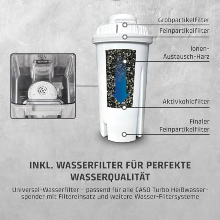 Caso Wasserkocher 1896 HW 616 Turbo, 2600 Watt, 7 Temperatureinstellungen, 2,5 Liter Wassertank, Edelstahlheizelement – Bild 8