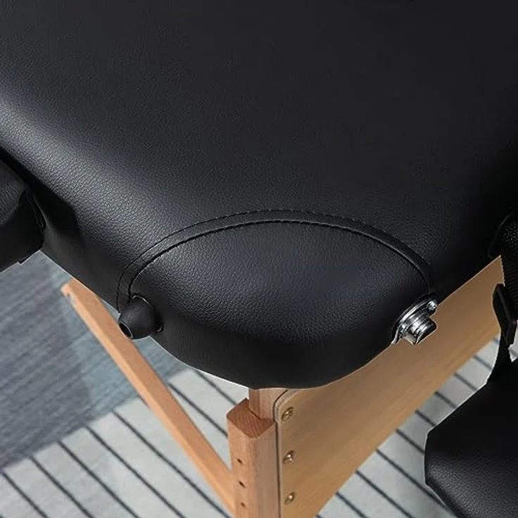 HOMCOM Klappbares Massagebett, Massageliege mit Kopfstütze, Kunstleder, verstellbare Höhe, belastbar bis 250 kg, Schwarz – Bild 9