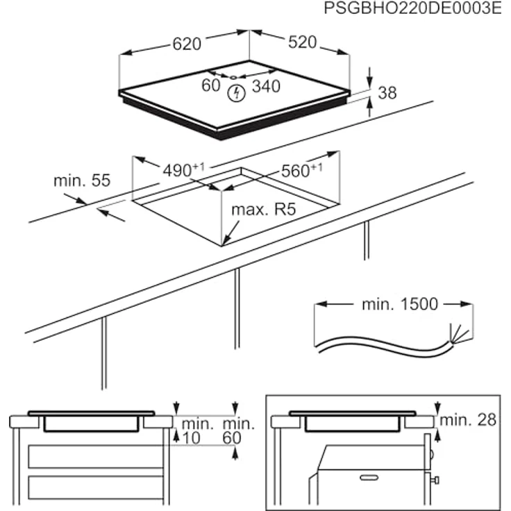 AEG Glaskeramik-Kochfeld Autark TO64RA07FB, 60 cm mit 4 Kochzonen, Bräter- und Dreikreiszone, DirectSlider-Bedienung, Facetten-Design, Timer, Kindersicherung – Bild 3