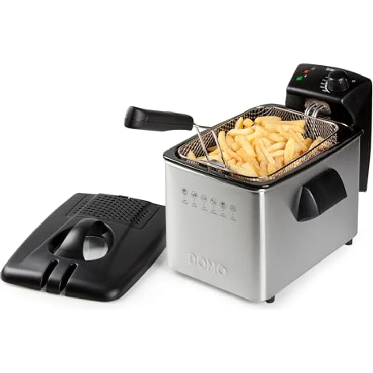Domo Fritteuse DO465FR, 4 Liter Fassungsvermögen, Thermostat, 3000 Watt, silber – Bild 2