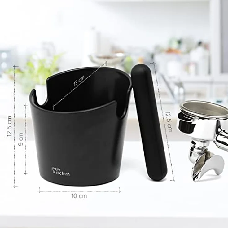 Joejis Abklopfbehälter Klopfbox für Siebträger Zubehör Maschinen Espresso - Knock Box Abschlagbox für Kaffeesatz - Kaffee Abschlagbehälter Barista - Schwarz – Bild 2