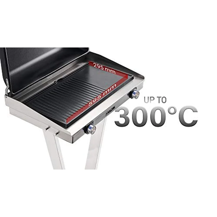 Kalorik TKG EBBQ 1002 L Elektrischer Edelstahl-Barbecue-Grill, Standgrill, XXL-Grillplatte, stufenlose Temperaturregelung, Thermometer, 2 Kochzonen, Silber/Schwarz, 2500 Watt – Bild 4