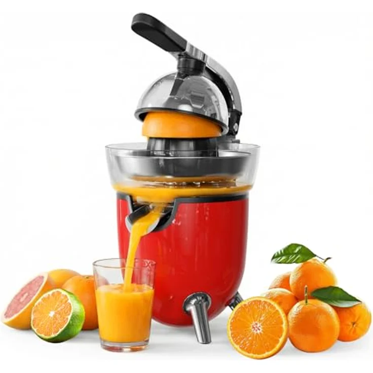 WOOX MX0217, Elektrische Tomatensaftpresse mit 100W Motor, grau und rot, ABS und Edelstahl, spülmaschinengeeignet – Bild 1