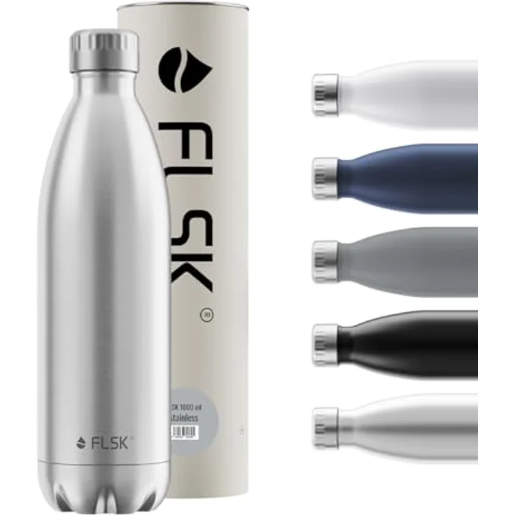 FLSK Trinkflasche Stainless 1000ml - Premium Edelstahl, Auslaufsicher & Kohlensäure geeignet, 24 Std. Kalt & 18 Std. Heiß – Bild 1