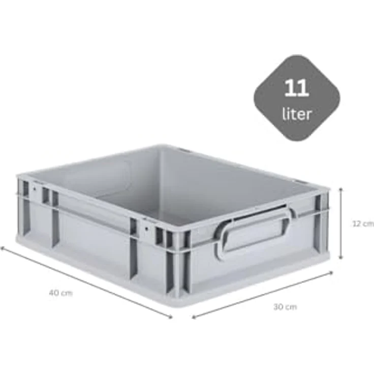 PROREGAL Eurobox NextGen Economy, SuperSparSet 5x mit Scharnierdeckel, Schwarz, 11 Liter, HxBxT 12x30x40cm, lebensmittelecht, stapelbar – Bild 4