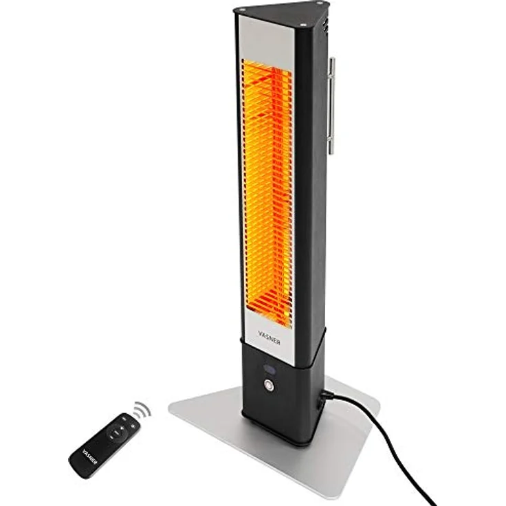 VASNER HeatTower Mini – Stand-Heizstrahler 1500 W, Infrarotstrahler mit Standfuß, Fernbedienung, IP65 Schutz für Außenbereich Terrasse, Terrassenstrahler elektrisch (Schwarz) – Bild 1