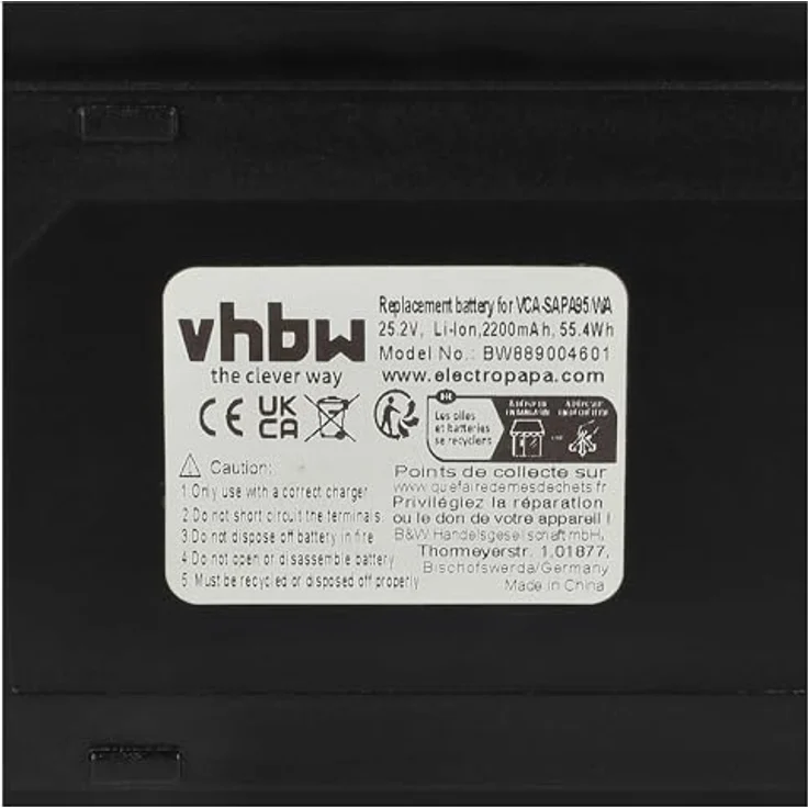 vhbw Akku kompatibel mit Samsung Bespoke Jet, Bespoke Jet Complete, VS20A95843W/SH, VS20A95843W/WA Staubsauger Schwarz (2200 mAh, 25,2 V, Li-Ion) – Bild 5