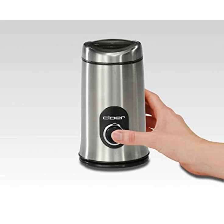 Cloer 7579 Elektrische Kaffeemühle, 150 W, für bis zu 50 g Kaffeebohnen, mattiertes Edelstahlgehäuse – Bild 2
