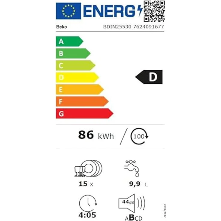 BEKO BDIN25530 Einbau-Geschirrspüler vollintegriert, 60 cm, 15 Maßgedecke, 5 Programme, 44 dB(A), höhenverstellbarer Oberkorb, SteamGloss – Bild 10