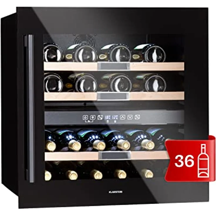 Klarstein Vinsider 36 Onyx Edition Weinkühlschrank, Einbau, Onys, 36 Flaschen, 2 Kühlzonen, 5 - 22 °C, Energieklasse G – Bild 2