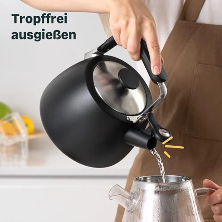 SILBERTHAL Wasserkessel Induktion 2,8l, Edelstahl Flötenkessel schwarz, hitzeresistente Materialien, ideal für Camping und alle Herdarten, Version 2024 – Bild 5