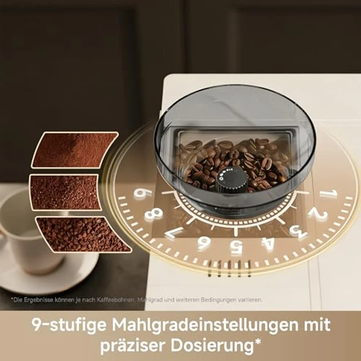 Dreame Ecceluxe™ Master FCM60, Espressomaschine mit intelligenter Mahlwerk, 19 Bar Druck, 6 Getränkeoptionen, abnehmbare Brüheinheit, selbstreinigend, Cremefarbe – Bild 6