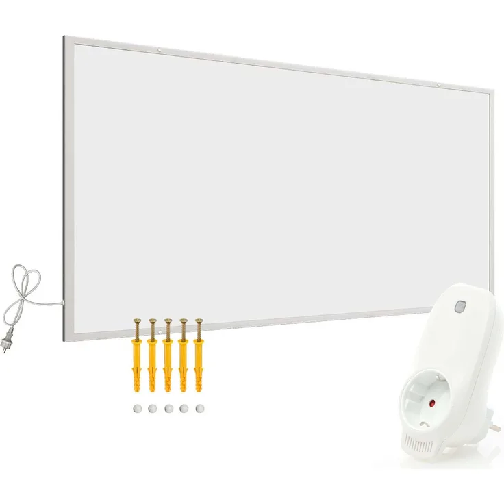 Wiltec Infrarotheizung 700 Watt mit WLAN-Thermostat, energieeffizienter Heizkörper in Weiß