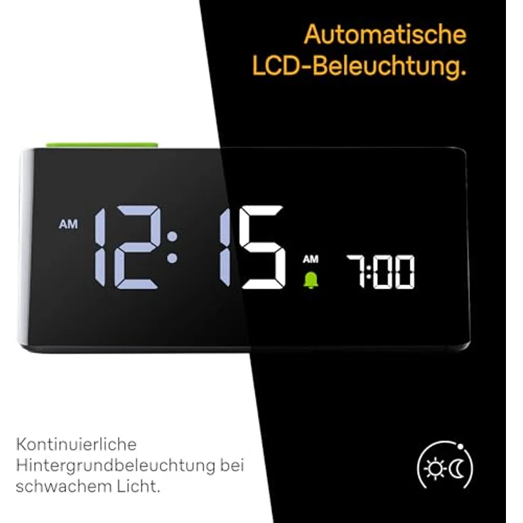 Braun Digitaler Wecker BC16BEU, LCD-Display mit automatisch anpassbarer Helligkeit, Schlummertaste, Signaltonalarm, in Schwarz – Bild 2