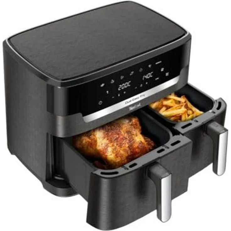 Tefal EY942H Dual Easy Fry XXL Heißluft-Fritteuse in grau, 11-Liter-Doppelkammer, schnelle Zubereitung in unter 15 Minuten – Bild 3