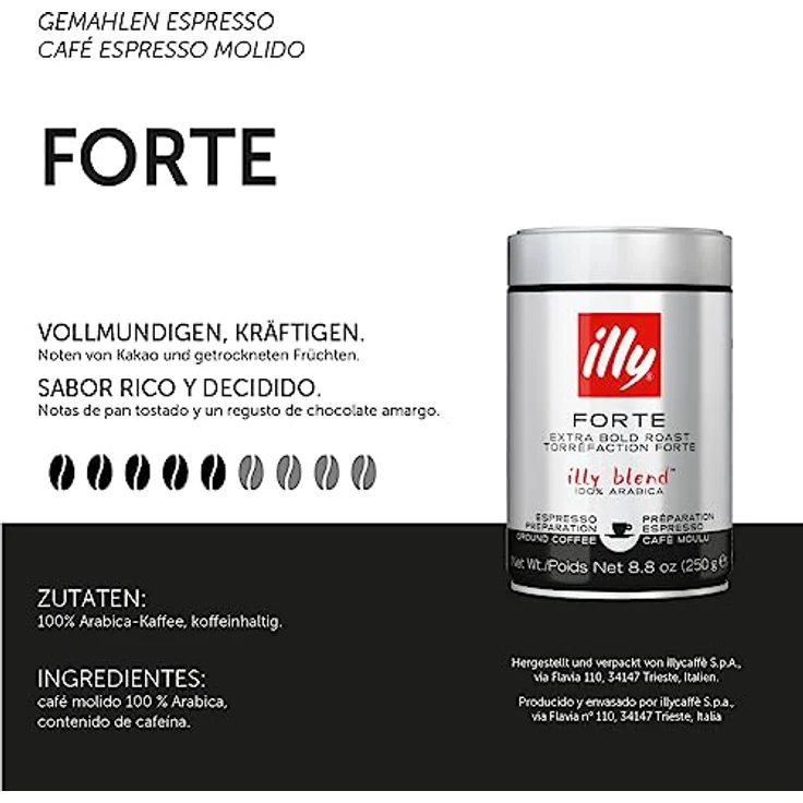 illy Espresso Forte gemahlen, extra starke Röstung 250g – Bild 2