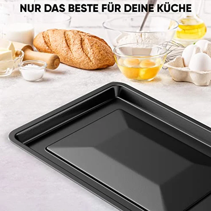 Stillstern Backblech für 45L Minibackofen, emailliert, Pizzablech, Universalpfanne, ca. B 40cm x T 31cm x H 2,5cm – Bild 6