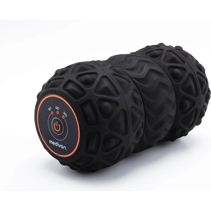 Medivon RecoRoll Trio, Ergonomischer Schaumstoffroller mit 4 Vibrationsstufen, 2000-mAh-Akku, schwarz