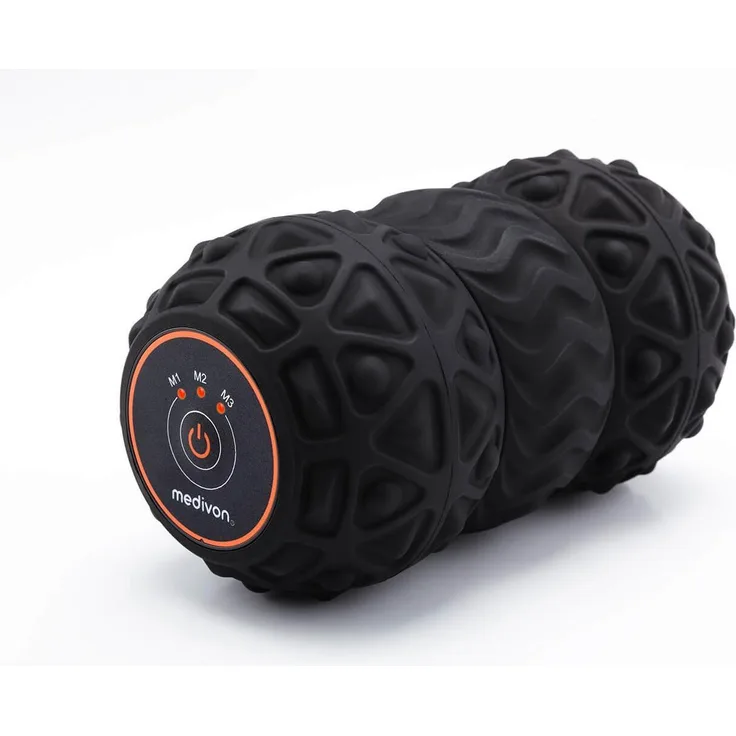 Medivon RecoRoll Trio, Ergonomischer Schaumstoffroller mit 4 Vibrationsstufen, 2000-mAh-Akku, schwarz