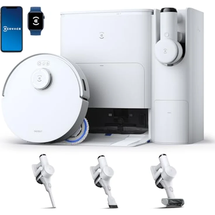 ECOVACS DEEBOT T30S Combo Saugroboter mit Wischfunktion und Akku-Handstaubsauger, All-in-One Reinigungsstation, 11000Pa, ZeroTangle Technologie, TruEdge™ Kantenreinigung, Heißwasser-Mopp-Waschen – Bild 1
