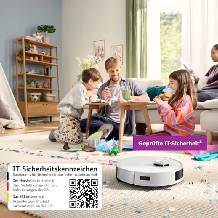 BOSCH Saugroboter Spotless + BCRD1W, Saug- und Wischroboter mit 11.000 Pa Saugkraft, beutellos, Infrarot Navigation, Carbon Bürste, Trocken-Servicestation – Bild 11