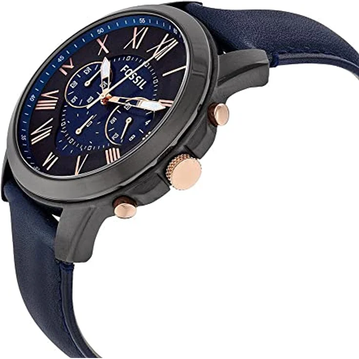 Fossil Herrenuhr Grant, QuarzChronographenwerk, 44 mm SmokeEdelstahlgehäuse mit Echtlederarmband, FS5061 – Bild 4