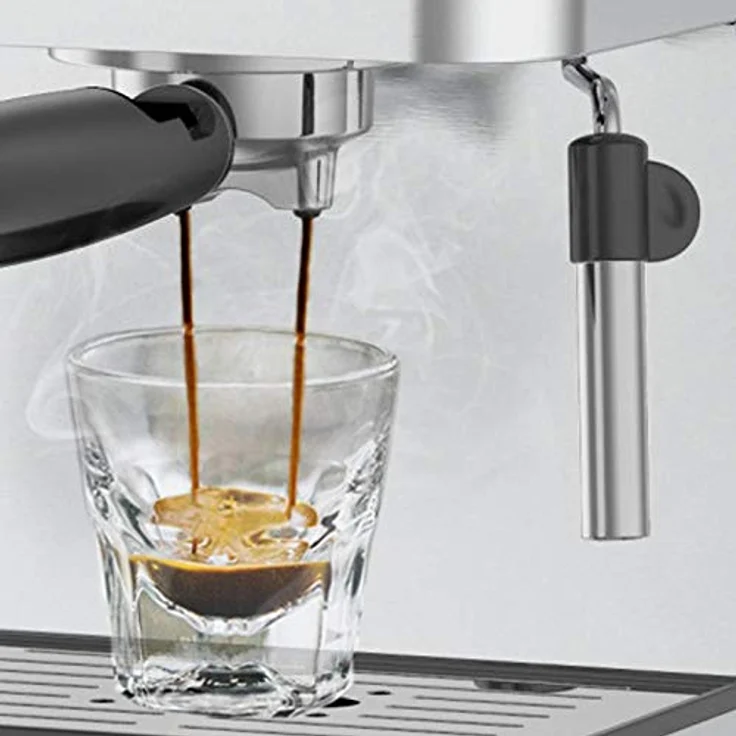 PRIXTON Verona Espressomaschine - 20 bar Druck - 850W Leistung - Siebträger für 2 Kaffees - Dampfgarer - Rostfreier Stahl – Bild 5
