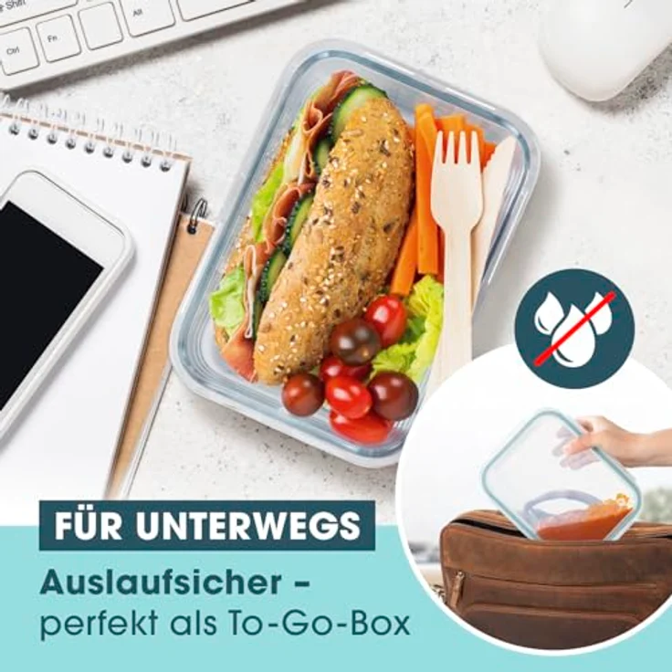 GOURMETmaxx Glas-Frischhaltedosen Klick-it, 1600 ml, luft- und wasserdicht, backofen- und mikrowellenfest, spülmaschinengeeignet – Bild 6