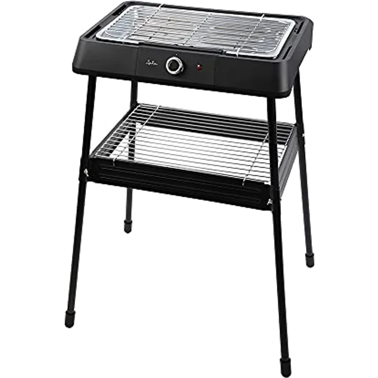 Jata JEBQ1001 Elektrischer Grill mit 2 Kochmöglichkeiten, 2 Höhen, abnehmbar, 400 x 230 mm, 2.200 W, Schwarz