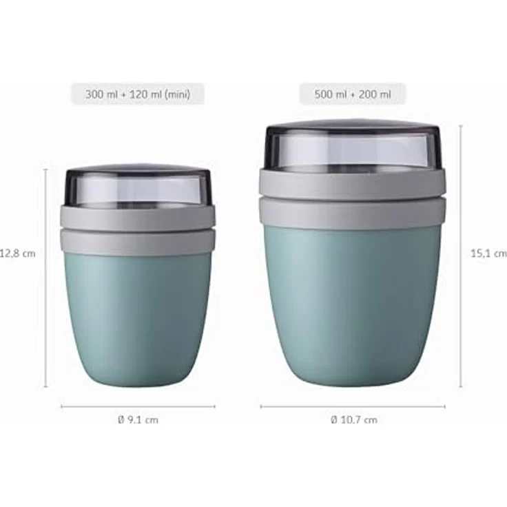 Mepal Lunchpot Ellipse Duo Pack – Vivid Green – Mini + Large – Auslaufsicher, geeignet für Mikrowelle und Tiefkühler – Bild 3