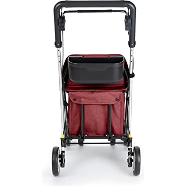 Carlett - Einkaufstrolley Rollator mit 4 Rädern und Sitz, Zusammenklappbarer Einkaufswagen mit herausnehmbarer Einkaufstasche 29L/15kg, Lett800 Senior Comfort, Rosso – Bild 4