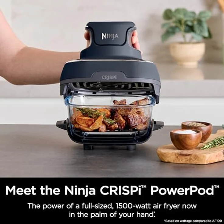 Ninja Crispi PowerPod - Tragbares Kochsystem mit 6 Tassen und 4 Tempware-Glas-Tassen, hitzebeständig, Aufbewahrungsdeckel, mikrowellengeeignet – Bild 3