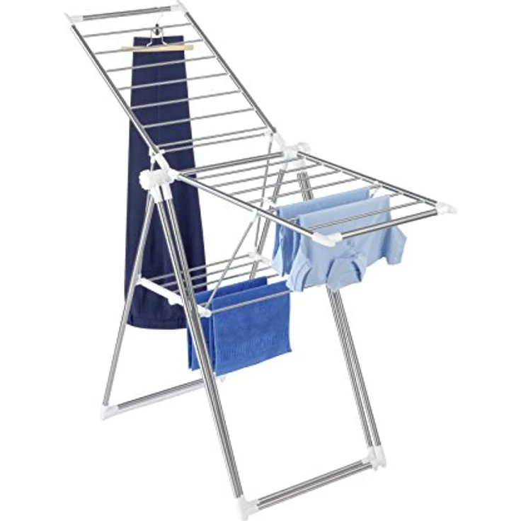 Wenko 3774019100 Wäschetrockner Profi Extra, 13,5 m Trockenlänge, Edelstahl rostfrei, 158 x 200 x 62 cm, Silber matt – Bild 3