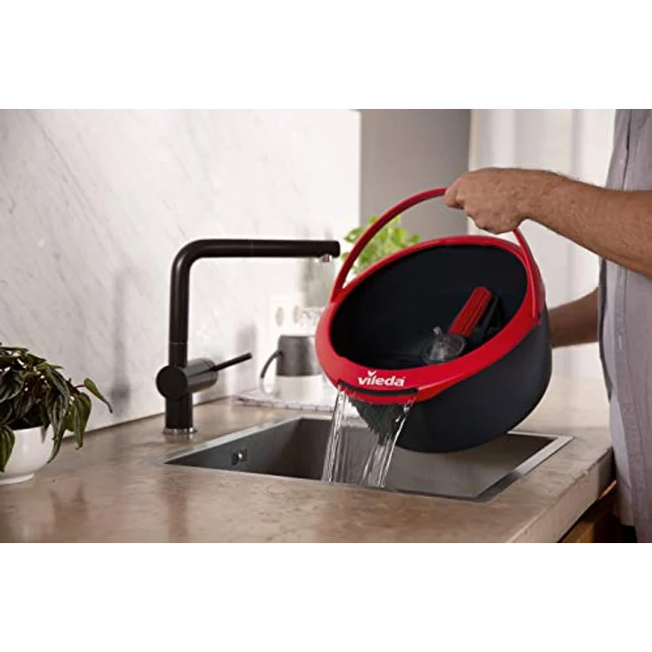 Vileda Spin & Clean, schwarz und rot, Seau Rond et compact – Bild 5