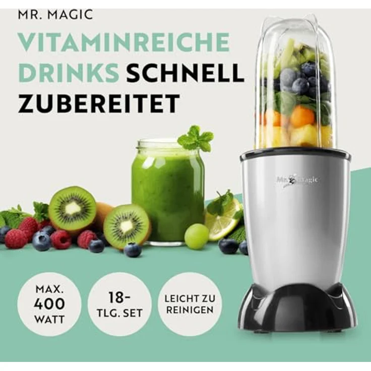 DS Produkte GOURMETmaxx Mixer Mr. Magic 18-tlg. 400W grau/schwarz GS-Zertifikat – Bild 2