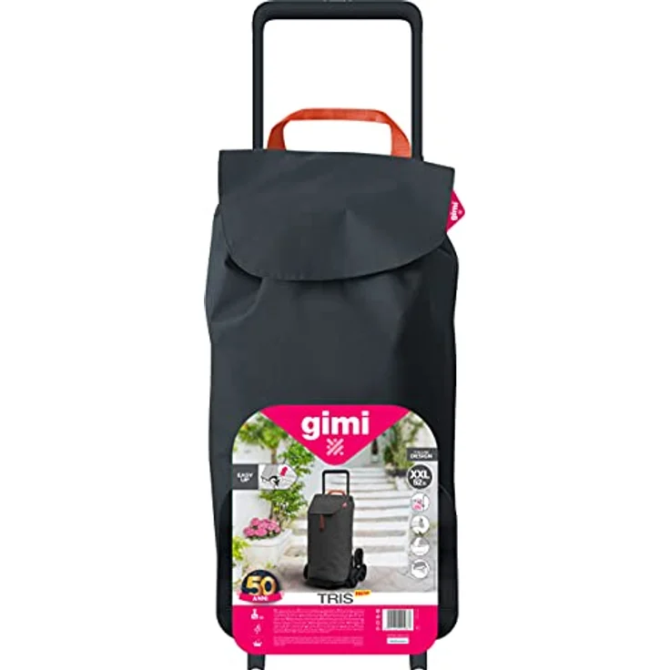 Gimi Tris Urban Einkaufstrolley mit 6 Rädern, 100% Polyester, 52 l, 44,1 x 50,7 x 95,6 cm, Grau, 168414, Grande – Bild 2