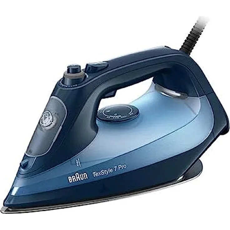 Braun TexStyle 7 Pro Dampfbügeleisen SI 7160 BL - Bügeleisen mit Freeglide 3D Bügelsohle, Vertikaldampf, 3000 Watt, Blau