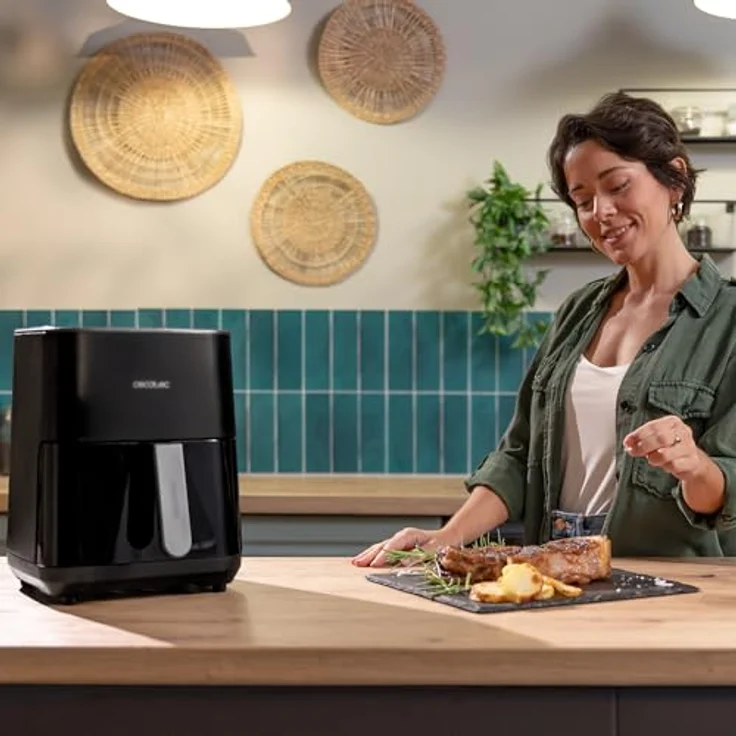 Cecotec Cecofry&Grill Duoheat 4000, Heißluftfritteuse ohne Öl, 4L, 1900W, Temperaturregelung 40-200°C, 10 Menüs, bewegliche Trennwand, Doppelwiderstand, Grillfunktion – Bild 4