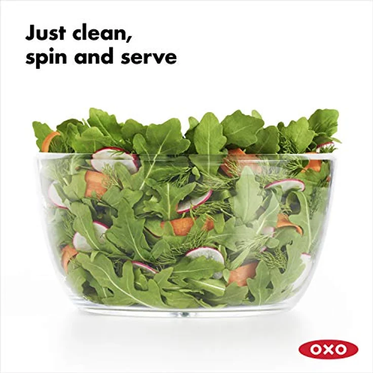 OXO Good Grips Salat- und Kräuterschleuder, transparent, 20cm x 20cm x 17cm – Bild 5
